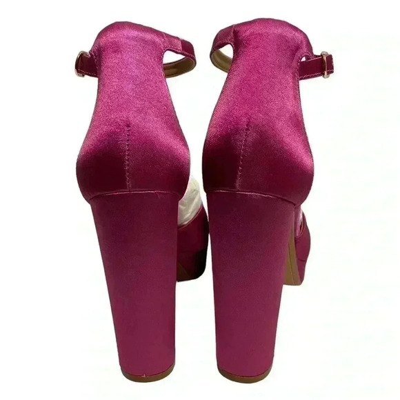 BCBGMaxAzria Cici Satin Platform Heel Pumps 7 Fuchsia Pink Barbiecore NWOB - Picture 6 of 12